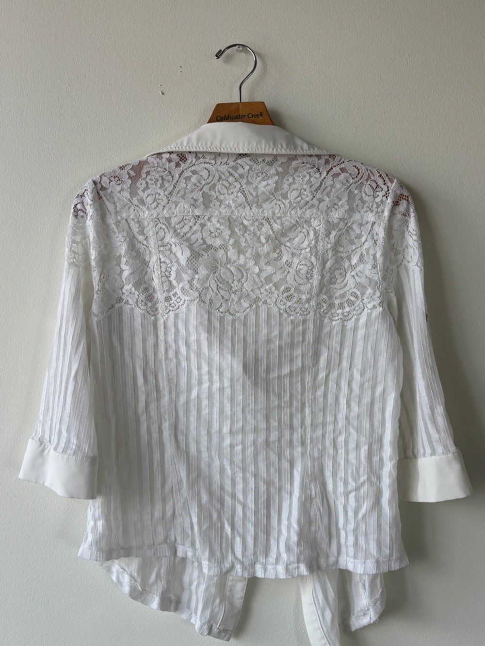 bebe Ivory Lace Button-Front Top - Picture 2 of 4
